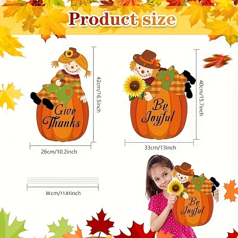 Festive Fall Scarecrow Pumpkin Yard Stakes: Thanksgiving Pilgrim Decorations for Outdoor Lawn - Plastic, Stake-Style, No Feather, Suitable for Autumn