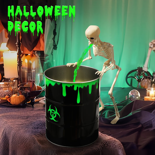 Indoor Halloween Decorations - Vomiting Skull Toxic Waste Can For Halloween Party Decoration Room Home Mantel