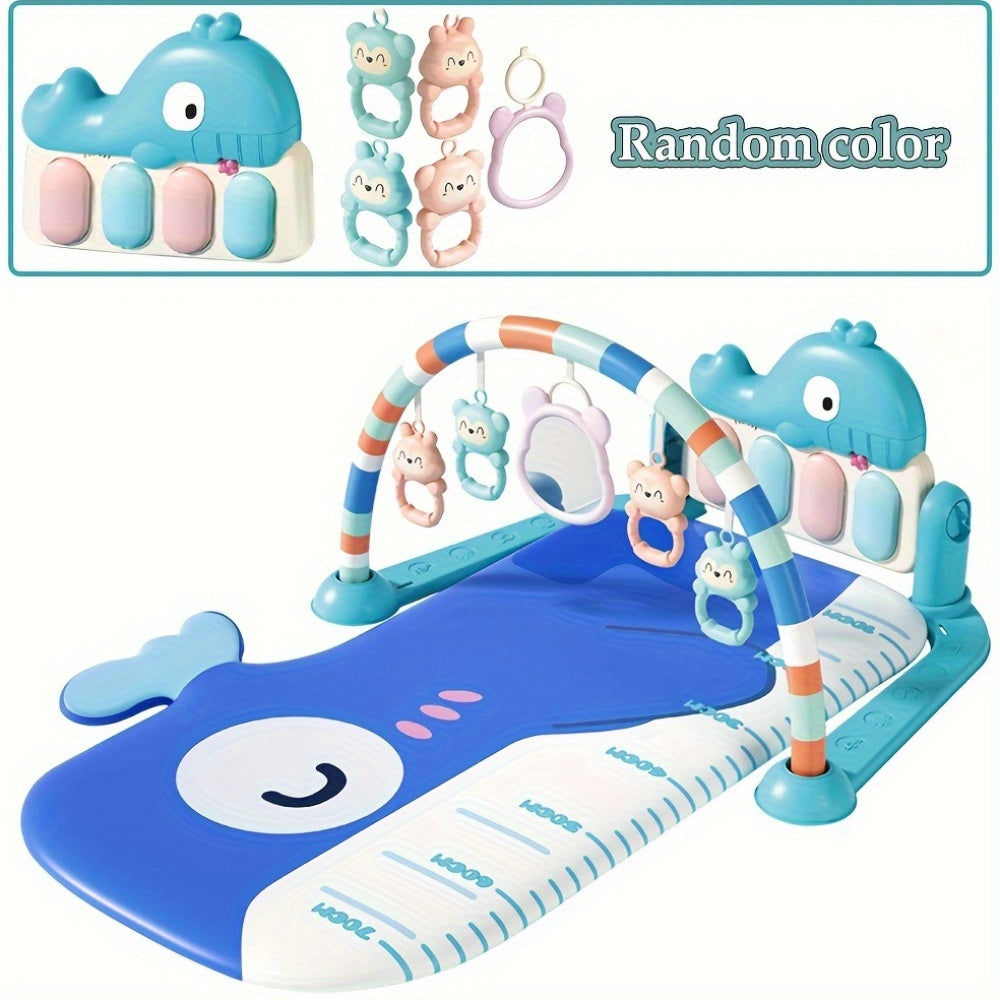 Deluxe Kick and Play Piano Gym Mat, Early Developmental Activity Center with Soft Rattles, Music, and Lights for Newborn to Toddler, Blue - 0+ Months