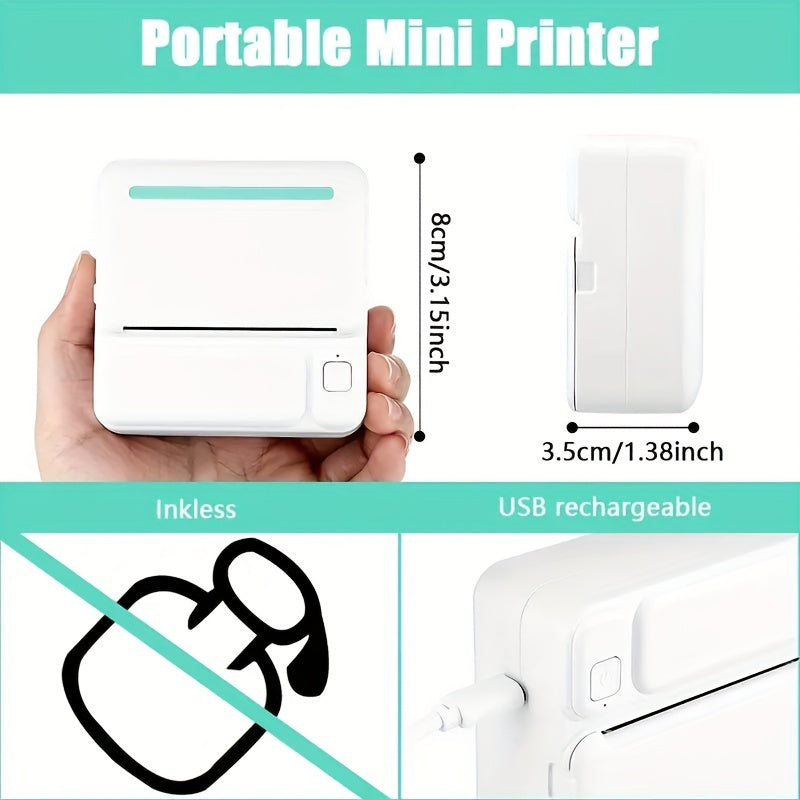 Wireless Ink-Free Portable Pocket Mini Printer - Print Photos, Labels & More with Downloadable App - Perfect for Holiday Gifts!