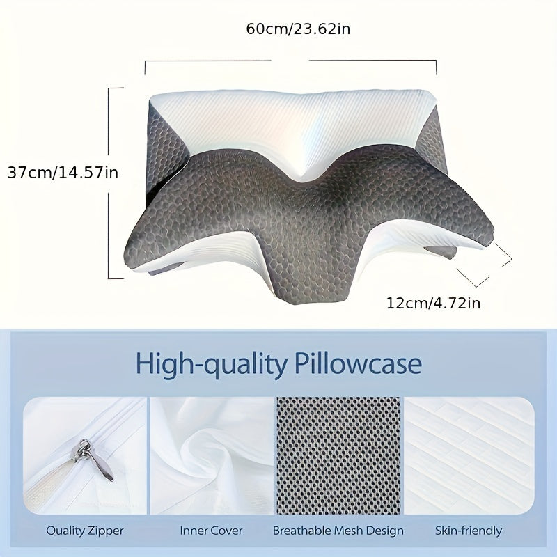 1pc Cervical Memory Foam Pillow, Contour Pillows For Neck And Shoulder Pain, Ergonomic Orthopedic Sleeping Contoured Support Pillow Side Sleepers, Back Stomach Sleepers, Queen Size