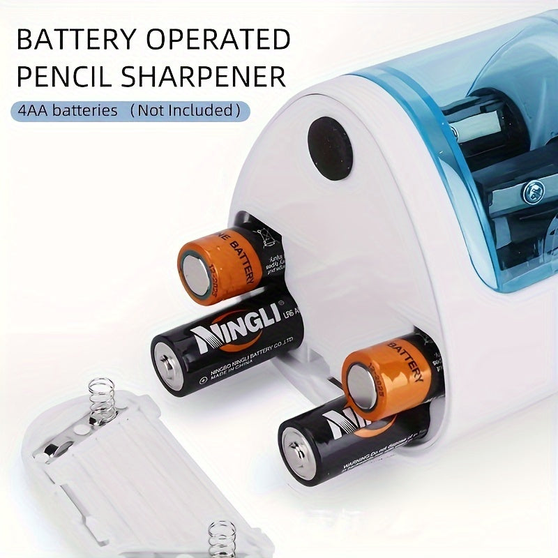 1pc Electric Double Hole Pencil Sharpener, Daily Office Learning Pencil Pencil Sharpener, Convenient And Quick Automatic Office Stationery, Suitable For 6-12mm Pencil Use (Battery Not Included)