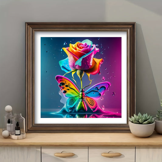 AZQSD 5d Diamond Painting Rose Flower AB Drill Cross Stitch Suits Handmade Butterfly Embroidery Sale Full Sets Home Decoration