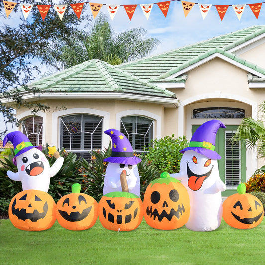 Halloween Inflatable Pumpkin Ghost Outdoor Decoration with Spiders, Tombstones, and Black Cat Inflatable Courtyard Decorations