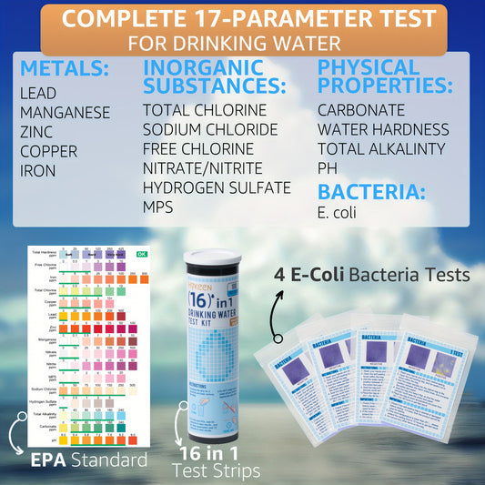 17 In 1 Water Testing Kits For Drinking Water, 30 Seconds Results Rapid & Accurate Water Test, Home Tap And Well Water Test Kit For Lead, Hardness, Iron, PH, Copper, Chlorine, Zinc And More