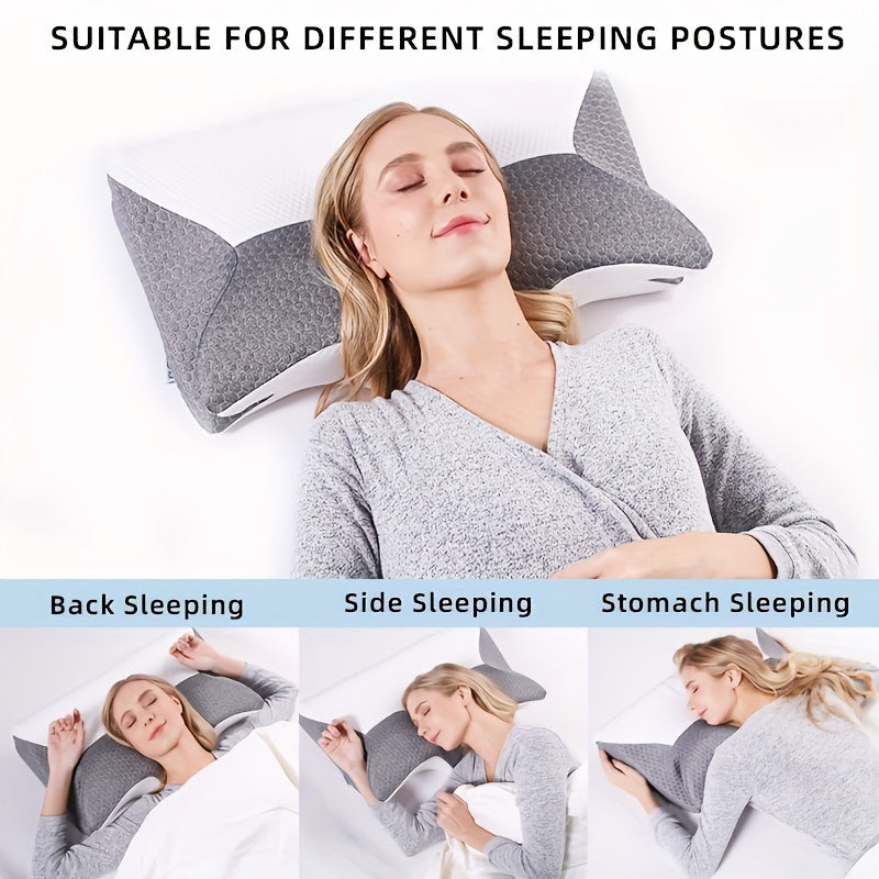 1pc Cervical Memory Foam Pillow, Contour Pillows For Neck And Shoulder Pain, Ergonomic Orthopedic Sleeping Contoured Support Pillow Side Sleepers, Back Stomach Sleepers, Queen Size