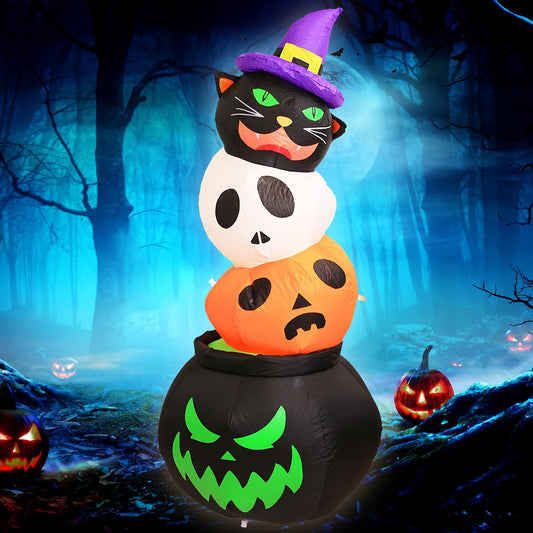 Gardwin Halloween Inflatables Outdoor Decorations, 5FT Head Pile Inflatable Decoration, With LEDs Lights Outdoor Halloween Decoration, Blow Up Decor For Lawn & Garden Decor