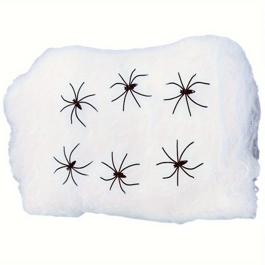 Stretchable Polyester Blend Spider Web Decorations – No Electricity Needed, Perfect for Halloween and Party Supplies