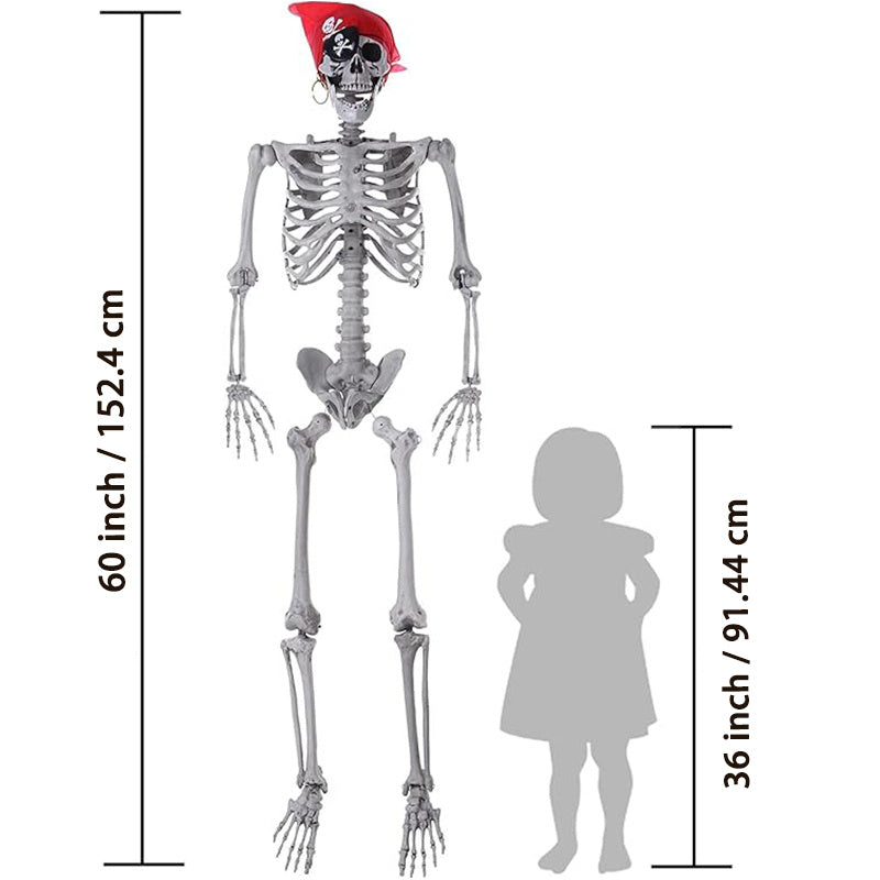 Halloween Decorations. Five-foot-tall, Movable Skeleton Is Ideal For Outdoor Patio Halloween Decorations. Lifelike And Able To Move, Adding A Strong Festive Atmosphere.