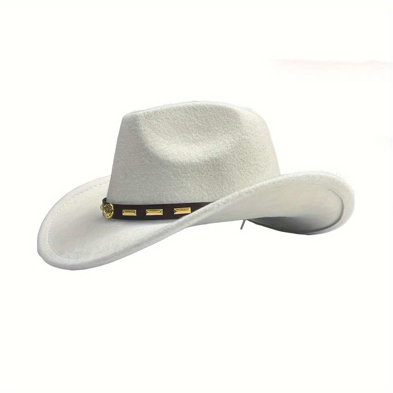 Unisex Felt Cowboy Hat Large Head Circumference, Spring/Summer Season, Western Style Fedora With Rolled Brim, Sun Protection Jazz Hat With Hat Drag And Air Bag Included