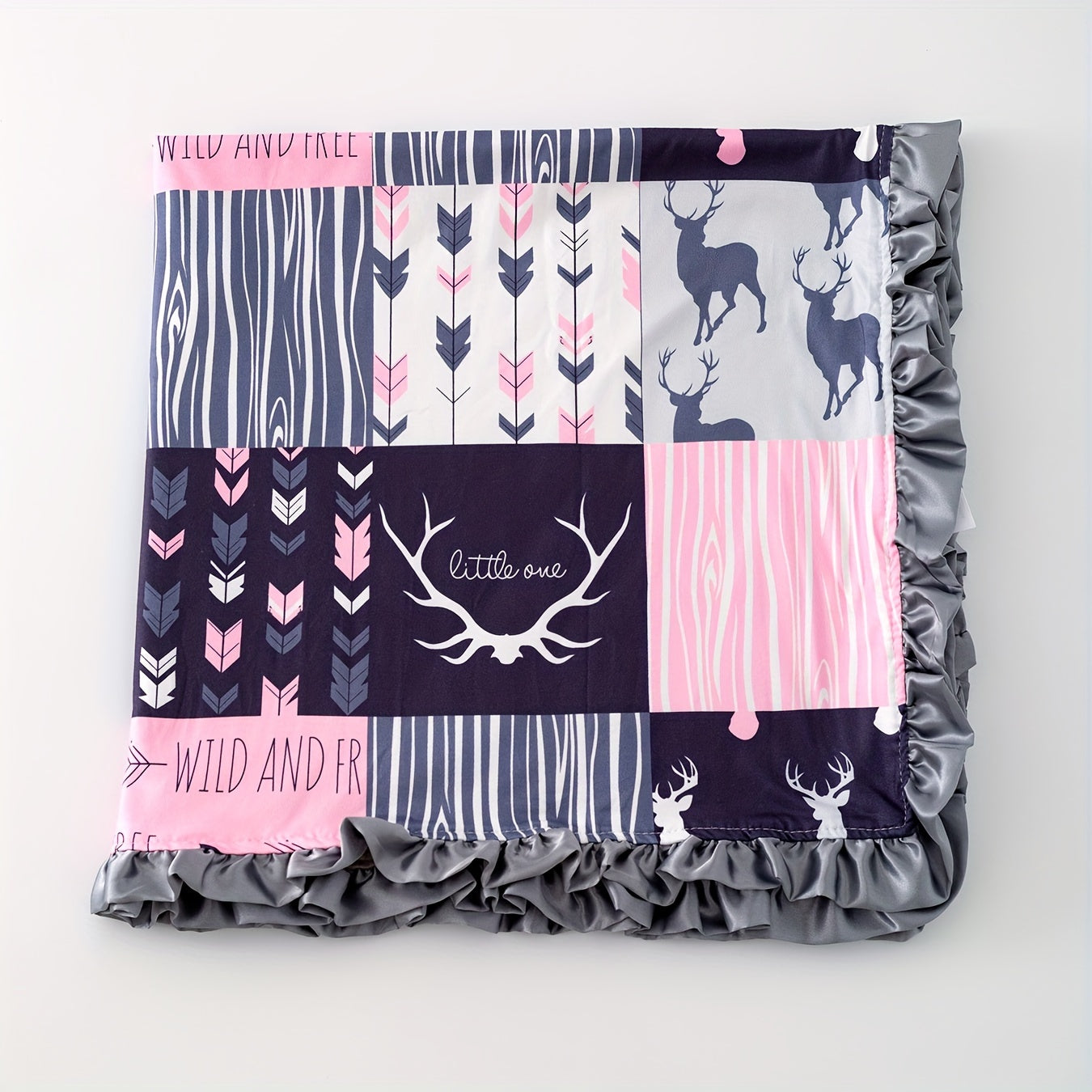 Cute Deer Flannel Fleece Throw Blanket,Arrow Deer Hunting Fuzzy Blanket for Bed Sofa Couch,All Season Antlers Pink Bed