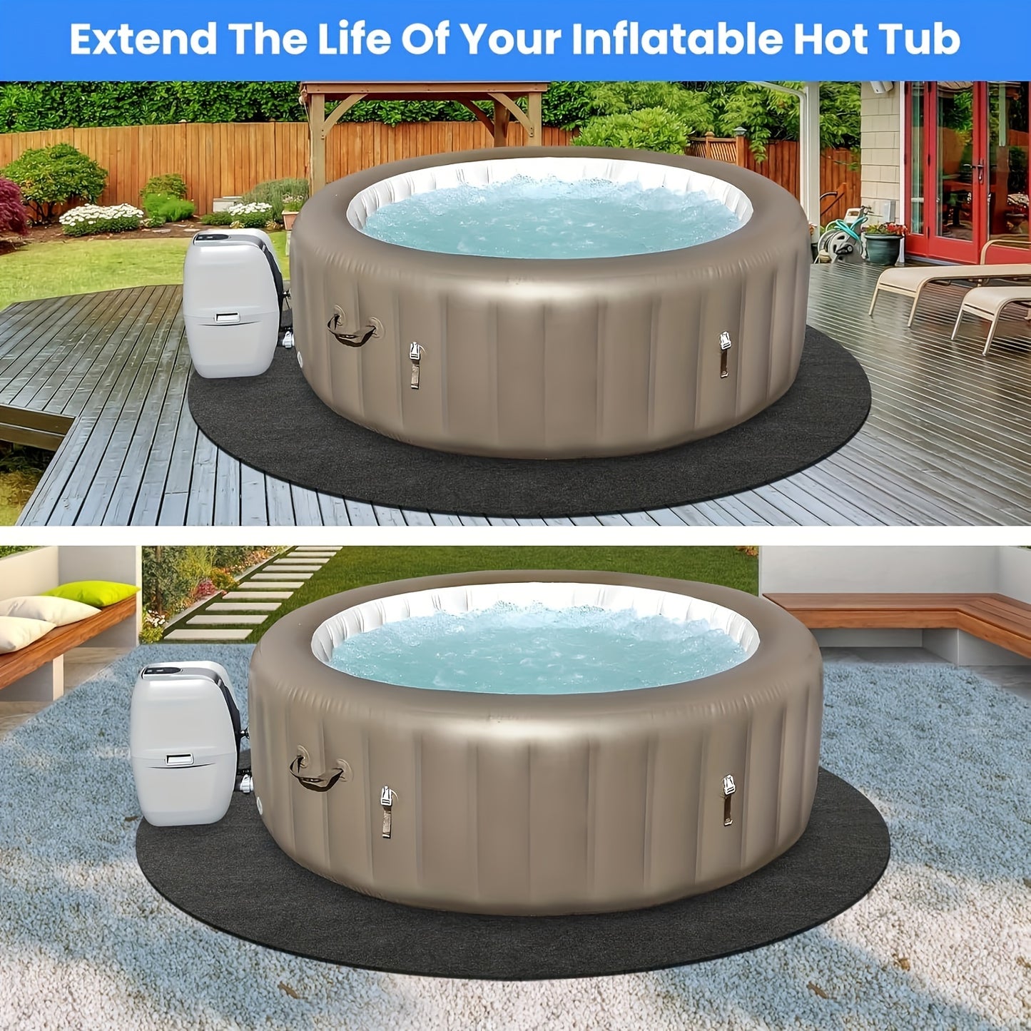 1Pc Round Hot Tub Mat - Anti-Slip, Waterproof Backing, Reusable & Washable Outdoor Pool Protector For Above Ground Pools Hot Tub Accessories Pool Covers For Above Ground Swimming Pool