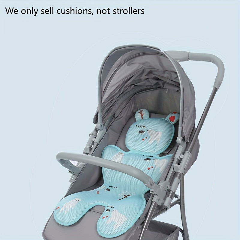 Cute Cartoon Pattern Cushion For Strollers, Car Seats, And High Chairs, Sweat-absorbing And Breathable Stroller Cushion