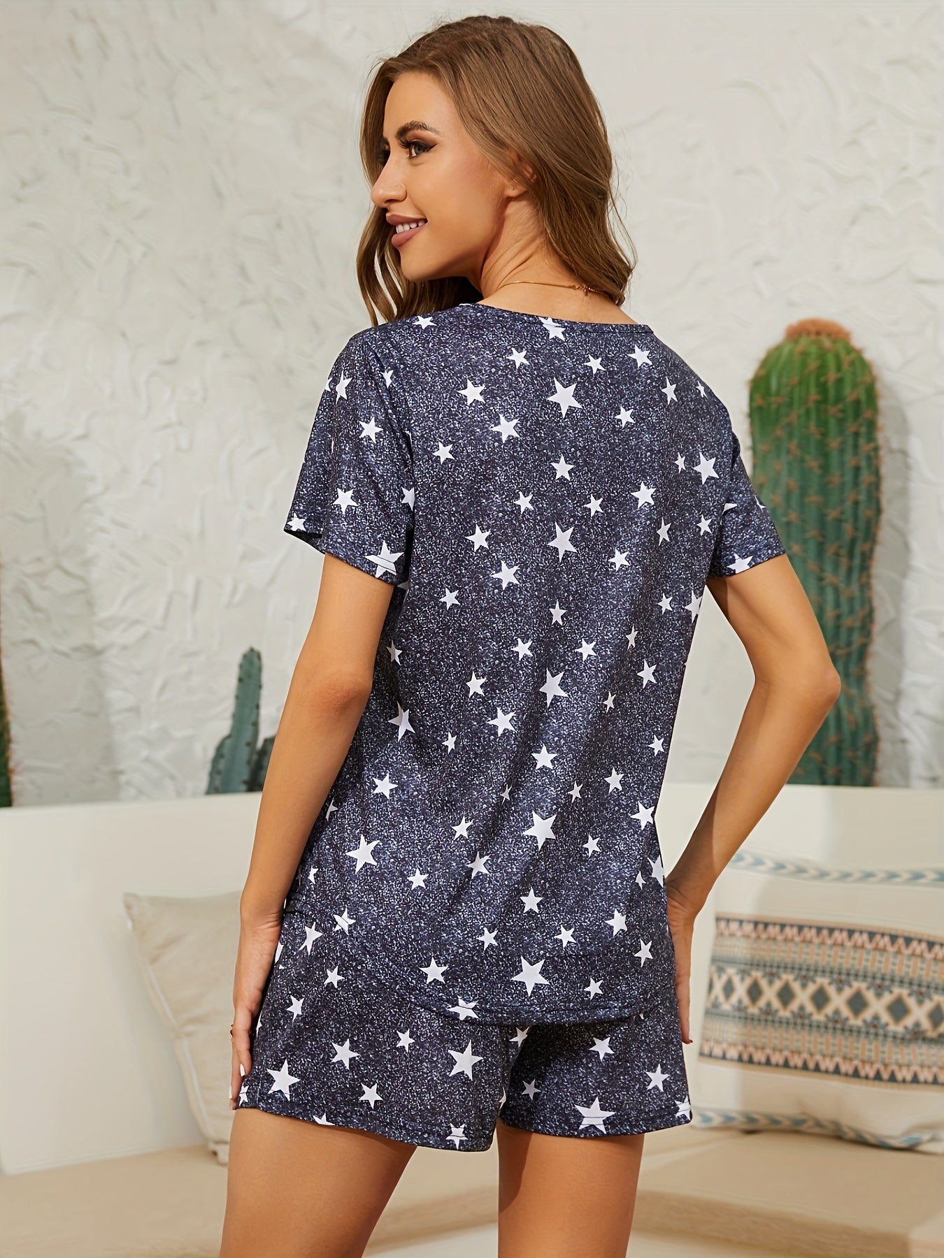 Women's Pajama Set Soft Short Sleeve 2 Piece Lounge Sleepwear With Pockets