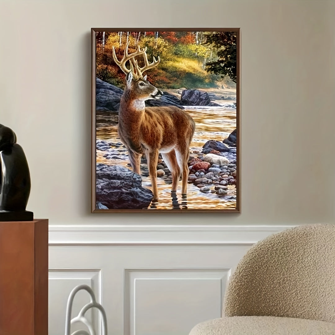 1pc 5D Diamond Art Painting Set, Suitable For Adults And Beginners, Decorative Wall Art Hanging Painting, Deer