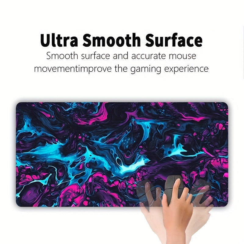 Blue Purple Fluid Large Gaming Mousepad Computer HD Keyboard Pad Mousepad Desktop Pad Natural Rubber Non-slip Office Mousepad Desktop Accessories, Games, Office, Home, Gift For Your Friends