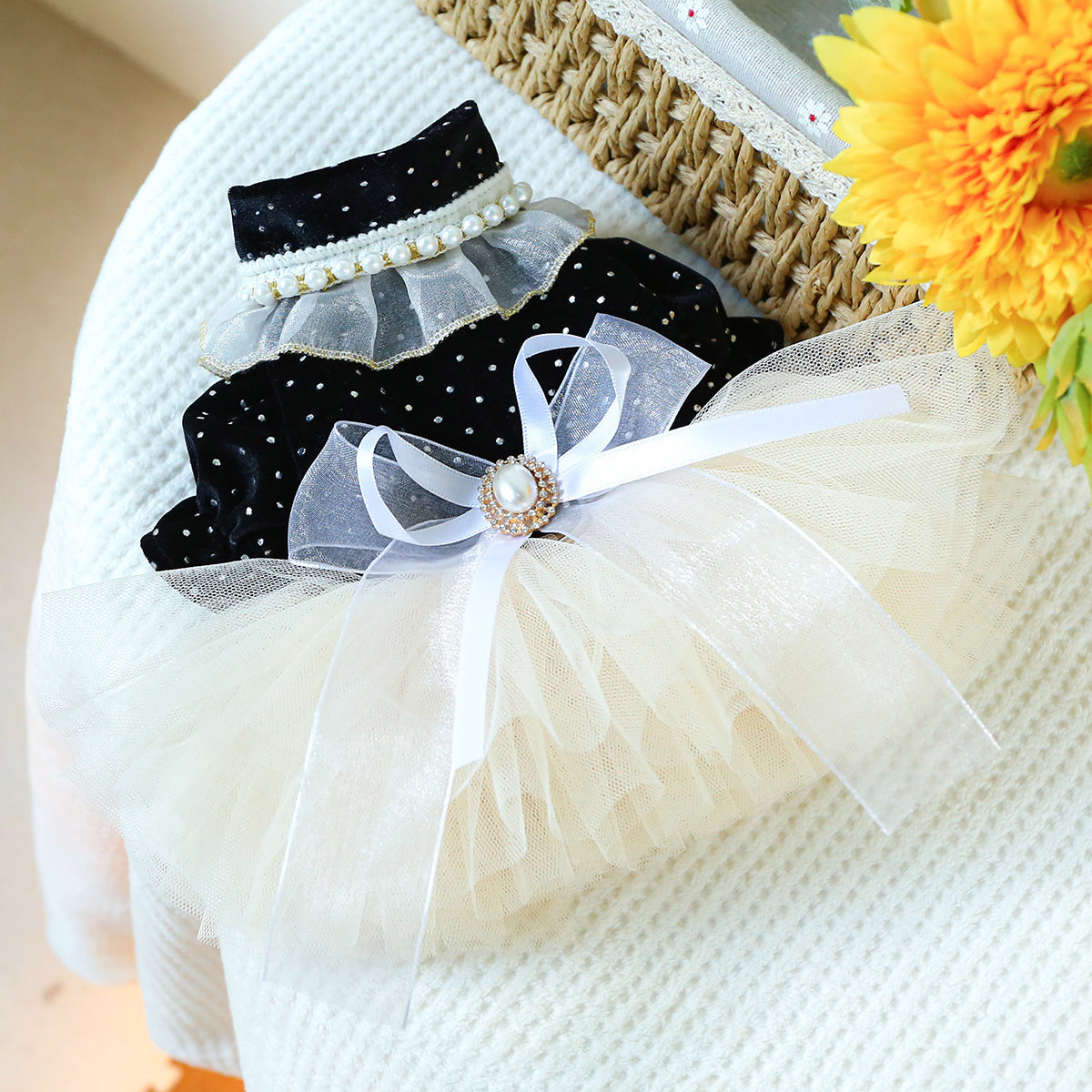 Dog Tutu Wedding Dress, Autumn And Winter New Puppy Gauze Skirt, Bowknot Princess Style Pet Clothes For Small Dogs