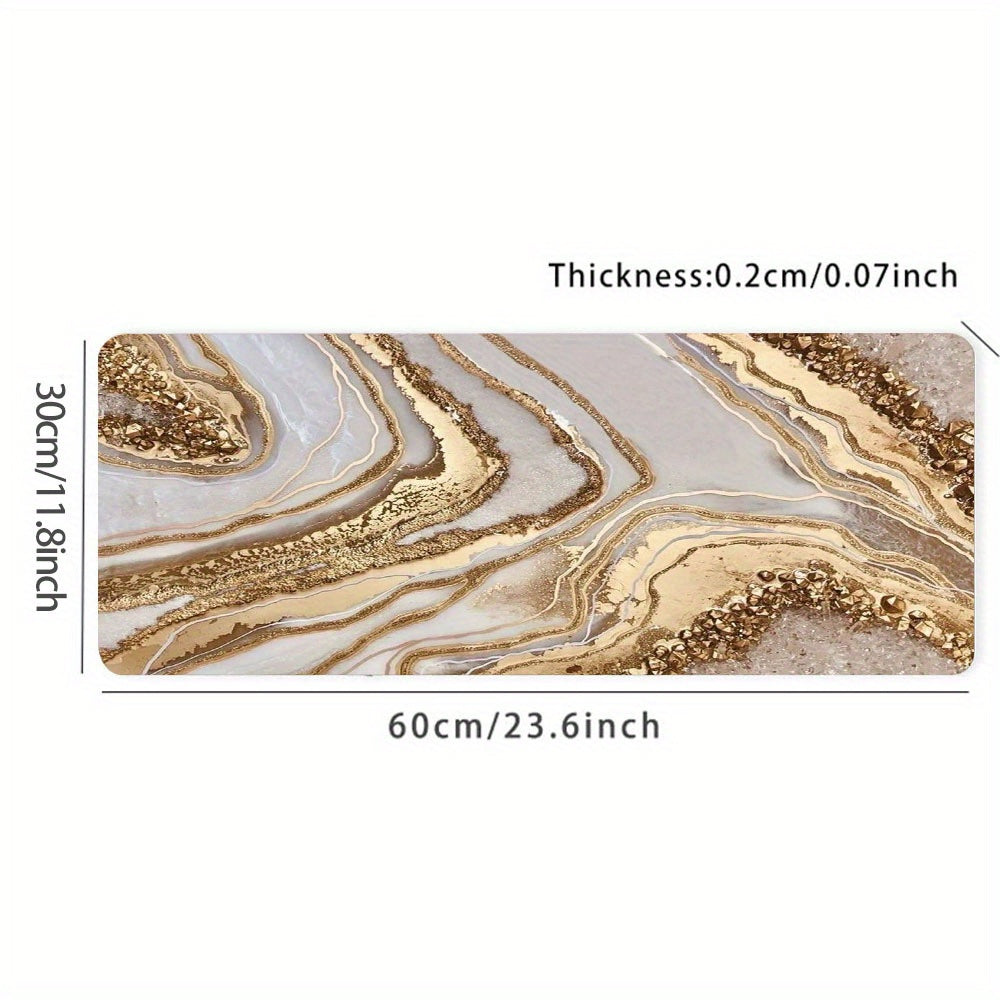 Rose Golden Marble Pattern Mouse Pad Large Gaming Mouse Pad 35.4x15.7 Inch E-Sports Mouse Pad Office Deskpad Keyboard Pad Computer Mouse Non-Slip Rubber Base Desk Pad Stitched Edges