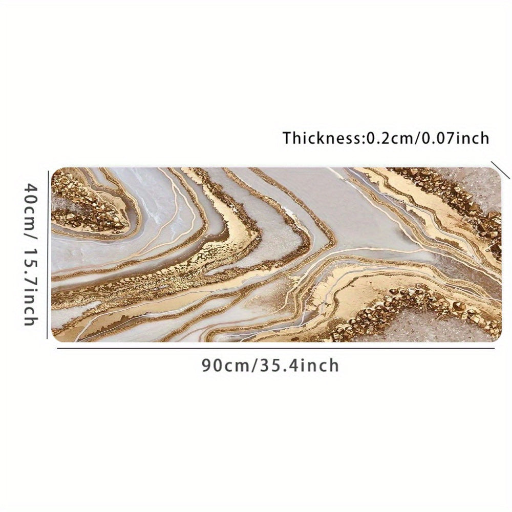 Rose Golden Marble Pattern Mouse Pad Large Gaming Mouse Pad 35.4x15.7 Inch E-Sports Mouse Pad Office Deskpad Keyboard Pad Computer Mouse Non-Slip Rubber Base Desk Pad Stitched Edges