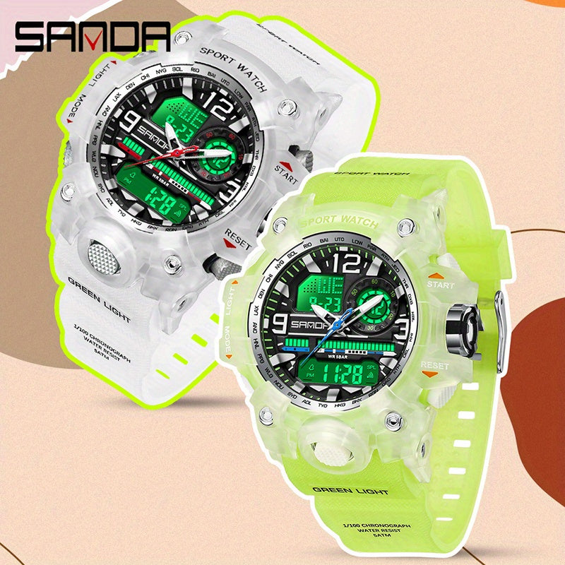 SANDA Outdoor Sports Shockproof Digital Watch For Women Daily Uses Multi Functional, Luminous Electronic Watch