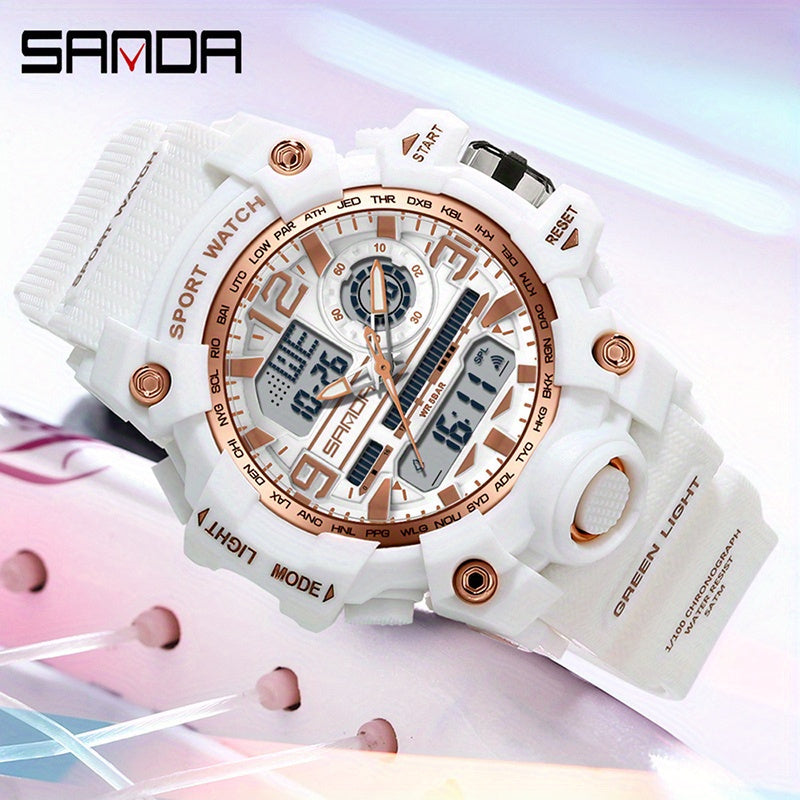 SANDA Outdoor Sports Shockproof Digital Watch For Women Daily Uses Multi Functional, Luminous Electronic Watch