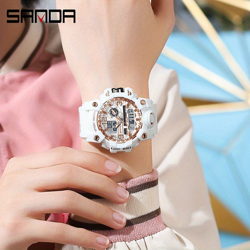 SANDA Outdoor Sports Shockproof Digital Watch For Women Daily Uses Multi Functional, Luminous Electronic Watch