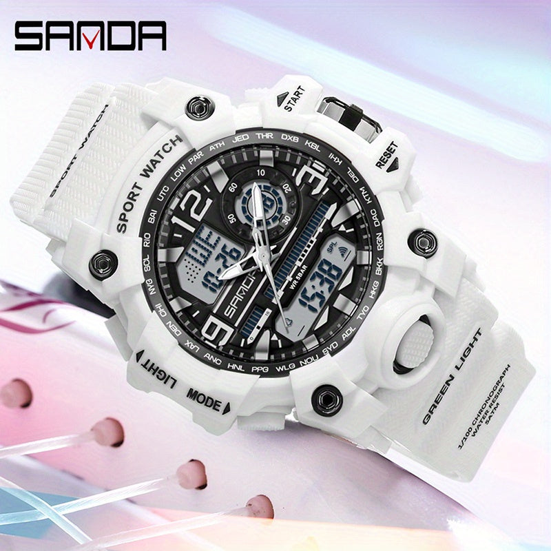 SANDA Outdoor Sports Shockproof Digital Watch For Women Daily Uses Multi Functional, Luminous Electronic Watch