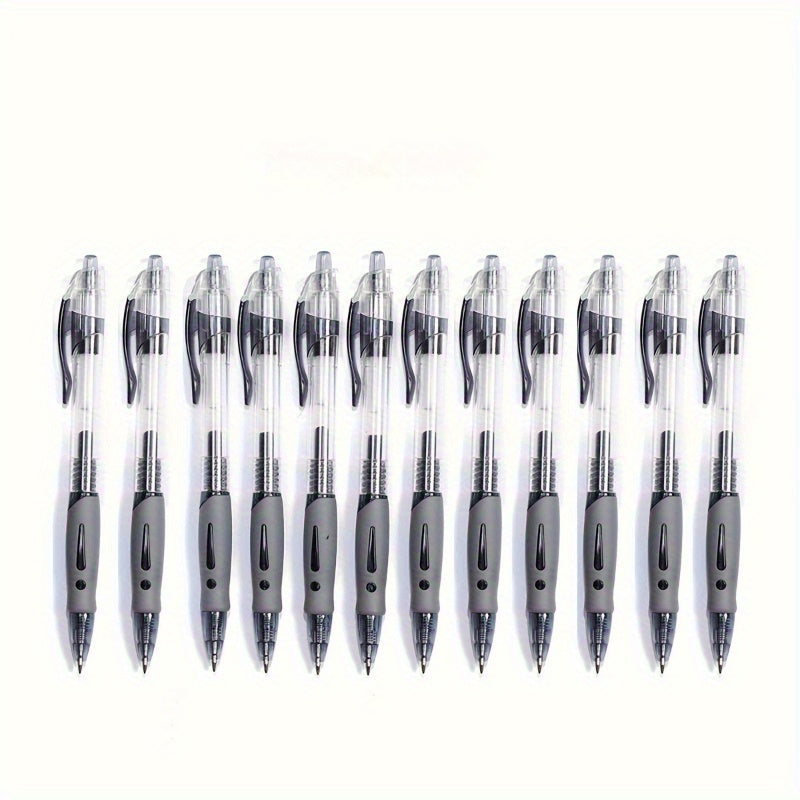 12pcs Retractable Gel Ink Roller Ball Pens, Bold Point Black Exam Specific For School, Office, And Home Use