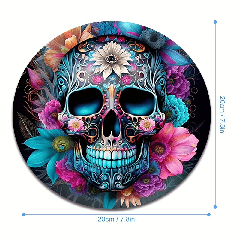 Horror Skull Round Mouse Pad, Aesthetic Mouse Pad With Design, Desk Accessories Office Keyboard Pad Computer Mouse Non-Slip Round Computer Mat For Home Work