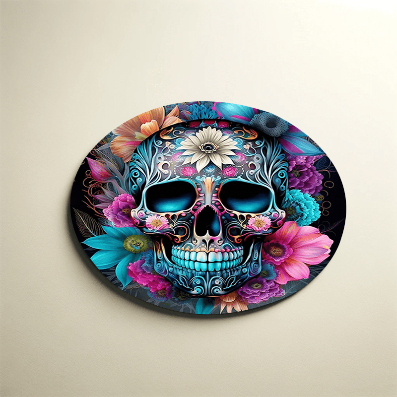 Horror Skull Round Mouse Pad, Aesthetic Mouse Pad With Design, Desk Accessories Office Keyboard Pad Computer Mouse Non-Slip Round Computer Mat For Home Work