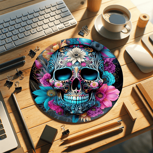 Horror Skull Round Mouse Pad, Aesthetic Mouse Pad With Design, Desk Accessories Office Keyboard Pad Computer Mouse Non-Slip Round Computer Mat For Home Work