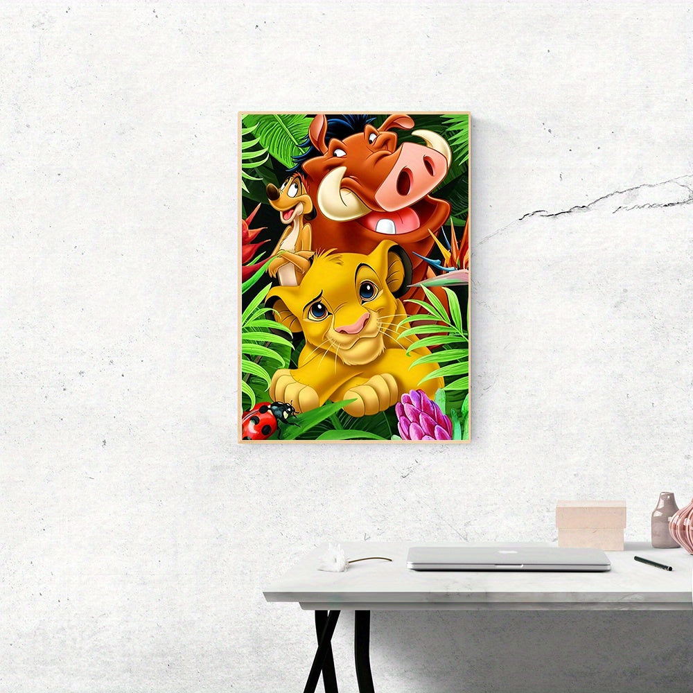 1pc, Authorized: DIY 5D Diamond Painting Simba Lion King Character, Adult Diamond Painting Kit, Round Full Diamond Art Kit, Flower Painting Craft Home Wall Art Decoration.