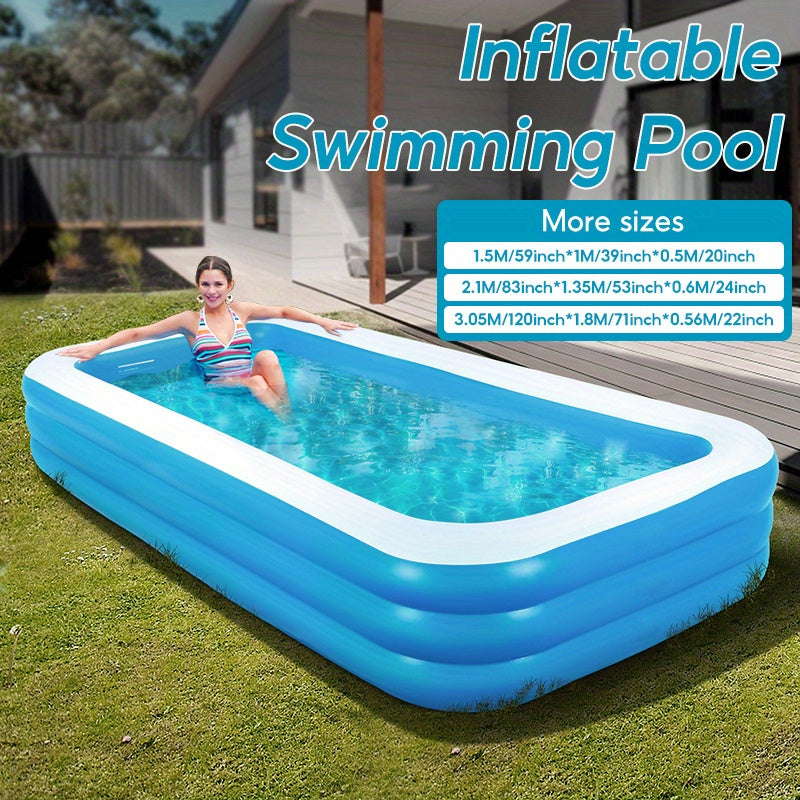 1pc Large Family Size Inflatable Outdoor Swimming Pool - Fun And Relaxation For The Whole Family