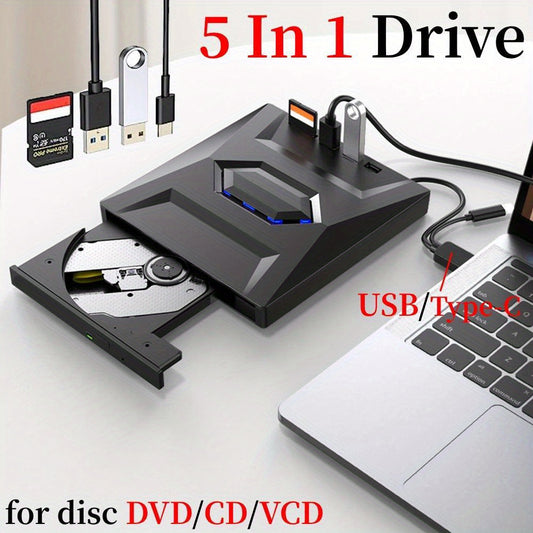 USB 3.0&Type C External DVD Burner Multifunction Card Writer Recorder CD/DVD Player DVD RW Optical Drive MAC OS Window XP/7/8/10