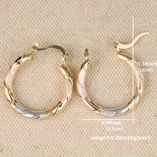 Simple And Colorful Wrap The Rope Creative Gold Contrasting Round Hoop Earrings For Women's Fashionable Daily Wedding Accessorie