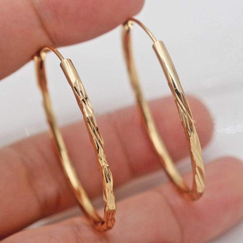 Stylish Big Circle Hoop Earrings For Women Copper Jewelry Daily Casual Round Earrings