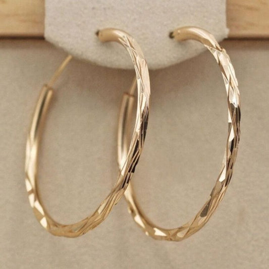 Stylish Big Circle Hoop Earrings For Women Copper Jewelry Daily Casual Round Earrings