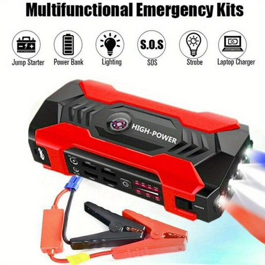 1pc Portable 29800mAh Car Jump Starter Battery Charger Emergency Power Supply For Cell Phone Car Motorcycle Yacht And Outdoor Activities Emergency Charger With Flashlight Compass