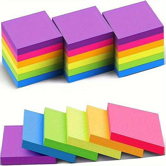 High Adhesion Sticky Notes Vintage Sticky Notes 12pcs Vibrant Color Self-adhesive Pads with Strong Stickiness Thick Paper No Ink