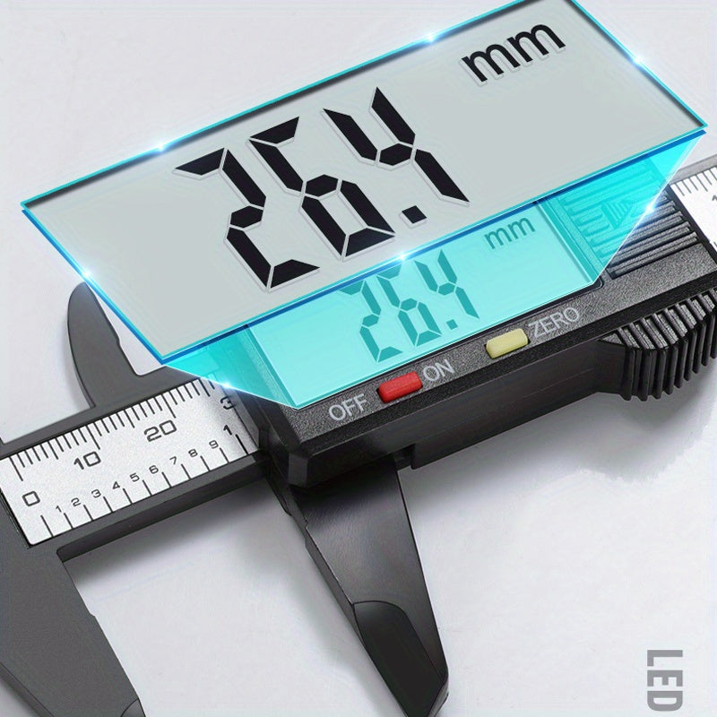 Precision Digital Caliper With Large Lcd Display - Durable Plastic, Ideal For Everyday Office Use