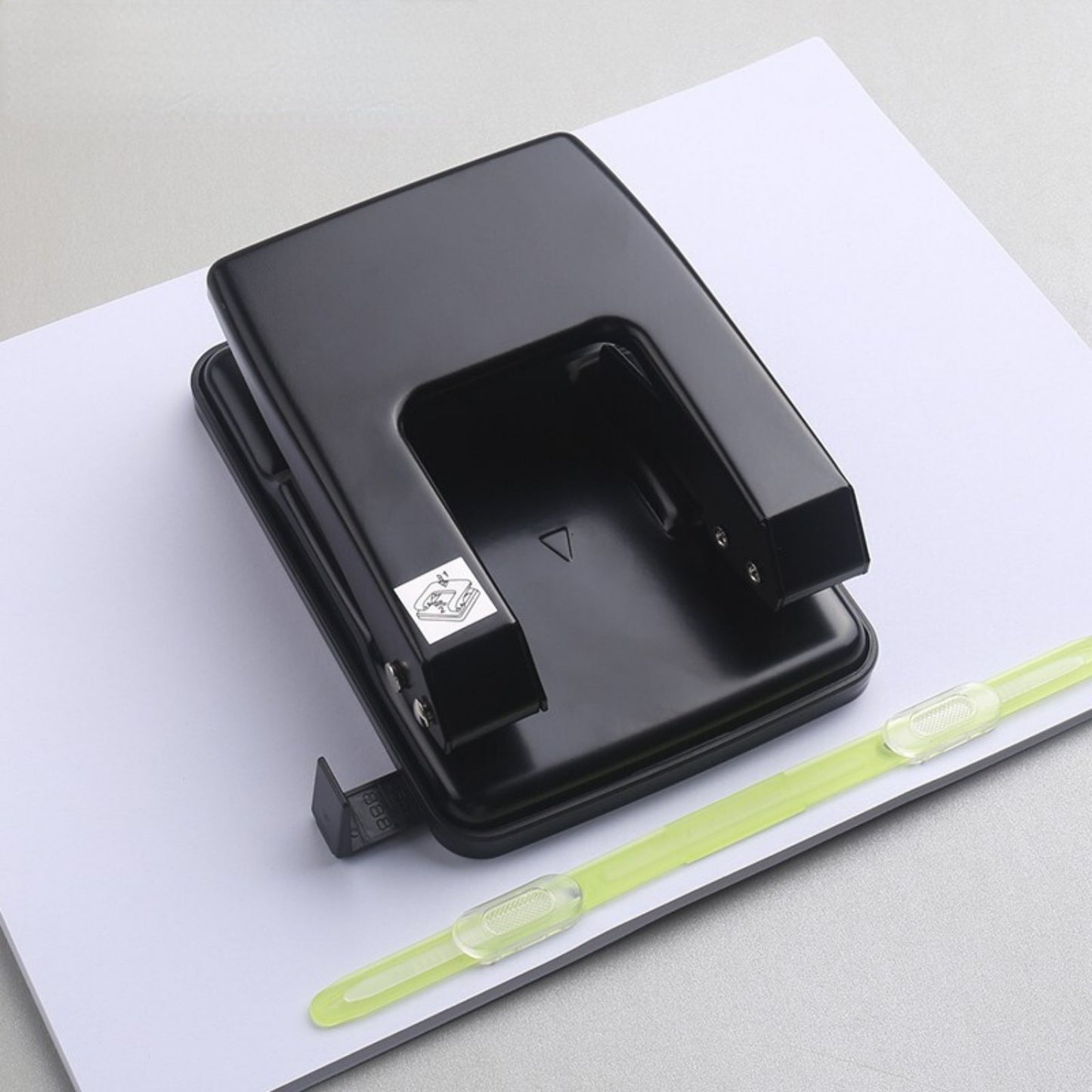 Heavy-Duty Metal 2-Hole Punch, 6mm Diameter, 40 Sheet Capacity, 80mm Hole Distance for Office Desk Binding