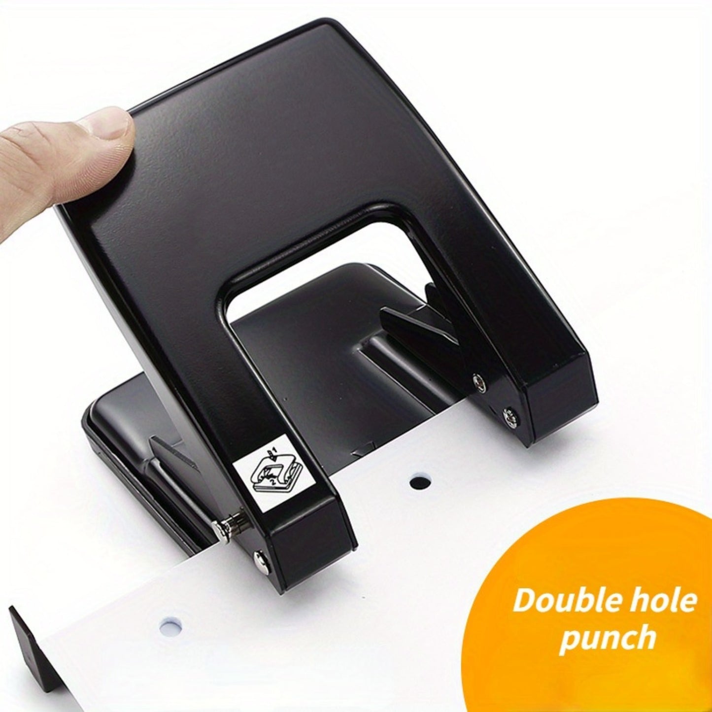 Heavy-Duty Metal 2-Hole Punch, 6mm Diameter, 40 Sheet Capacity, 80mm Hole Distance for Office Desk Binding