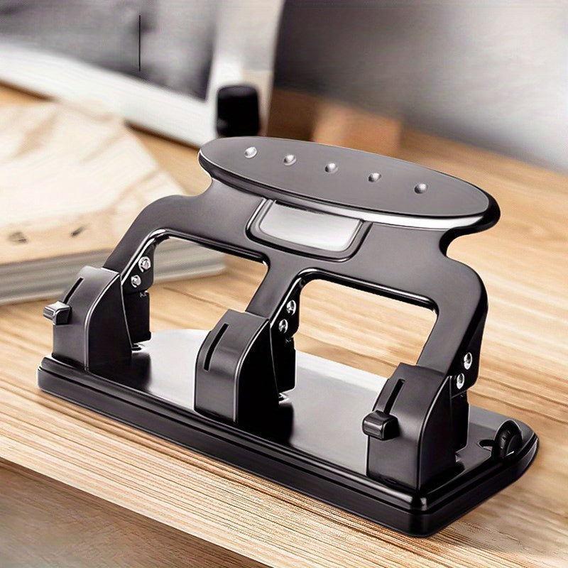 Ergonomic 3-Hole Punch With 30-Sheet Capacity, Manual Operation - Black