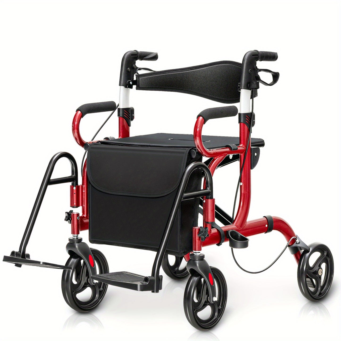 Rollator Walkers for Seniors with Padded & Widen Seat  Folding Comfortable Handles and Detachable Footrests