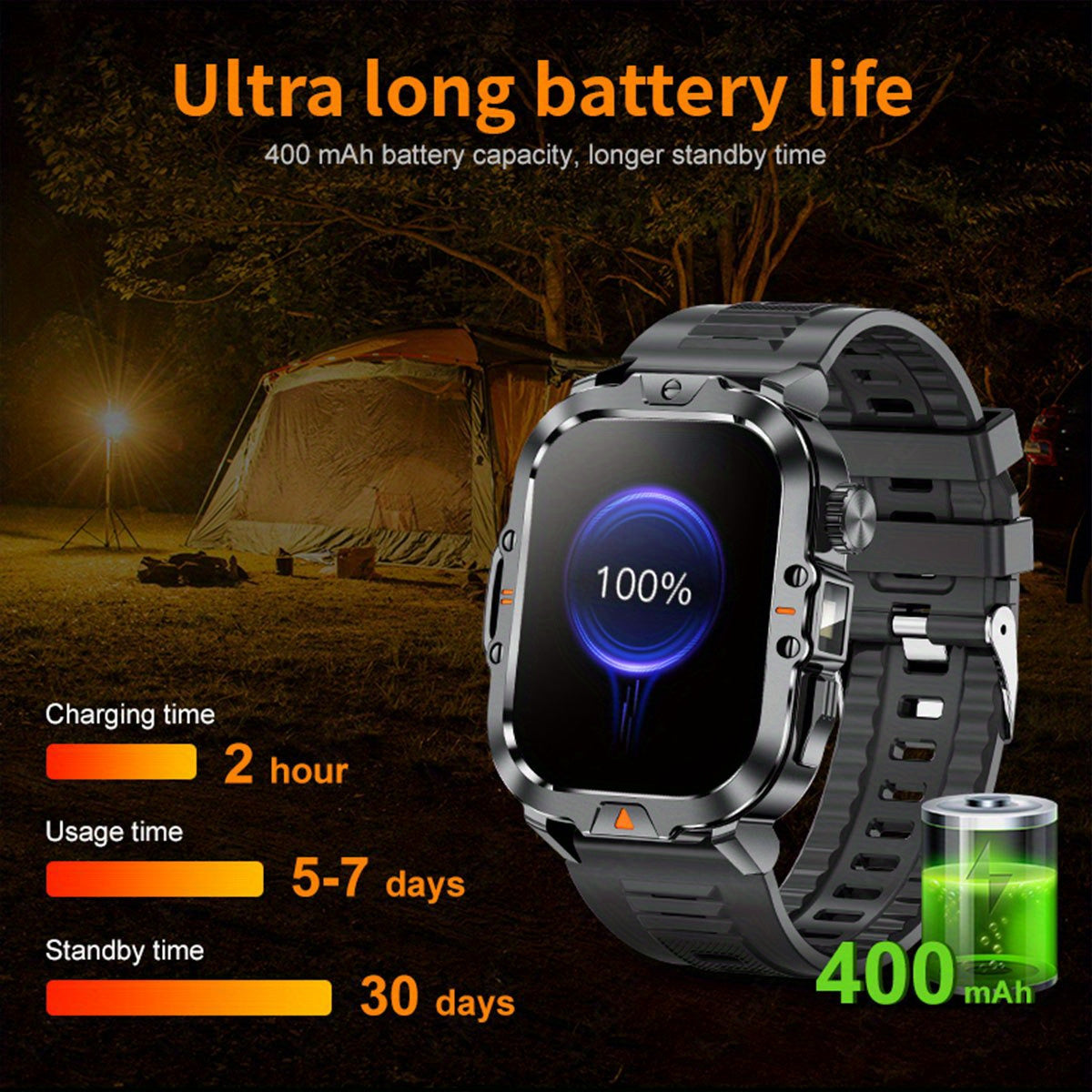 LIGE smart watch 2.01"/IP67 waterproof/100+multi-sport modes/LED lighting/message push/reminder function/weathe/find phone for Android&IPhone. Suitable for both men and women.