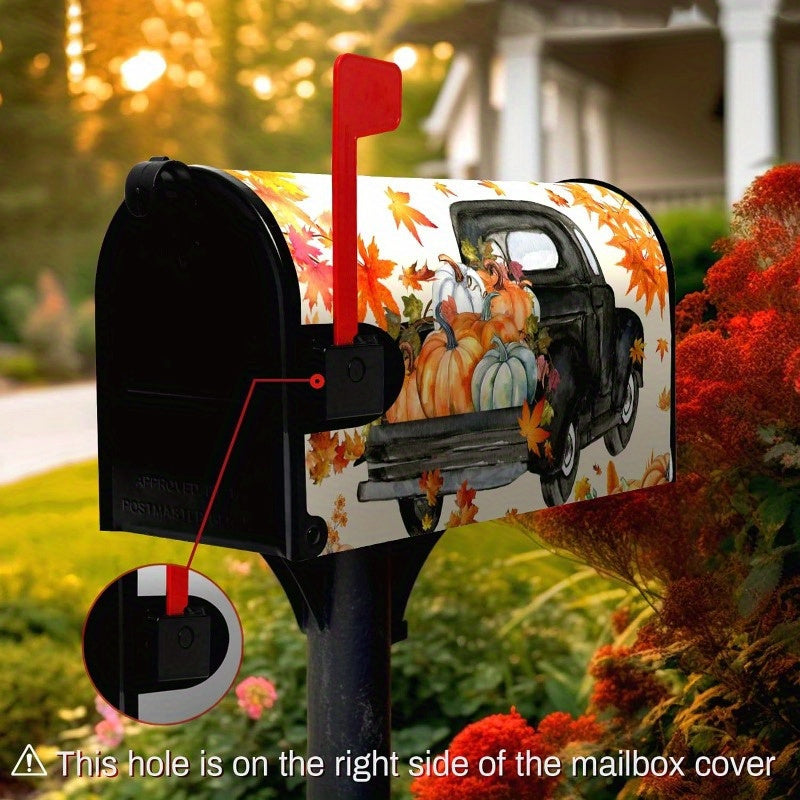 Festive Fall Mailbox Cover: Magnetic Pumpkin Truck Mailbox Decor, Waterproof, 21x18 Inch