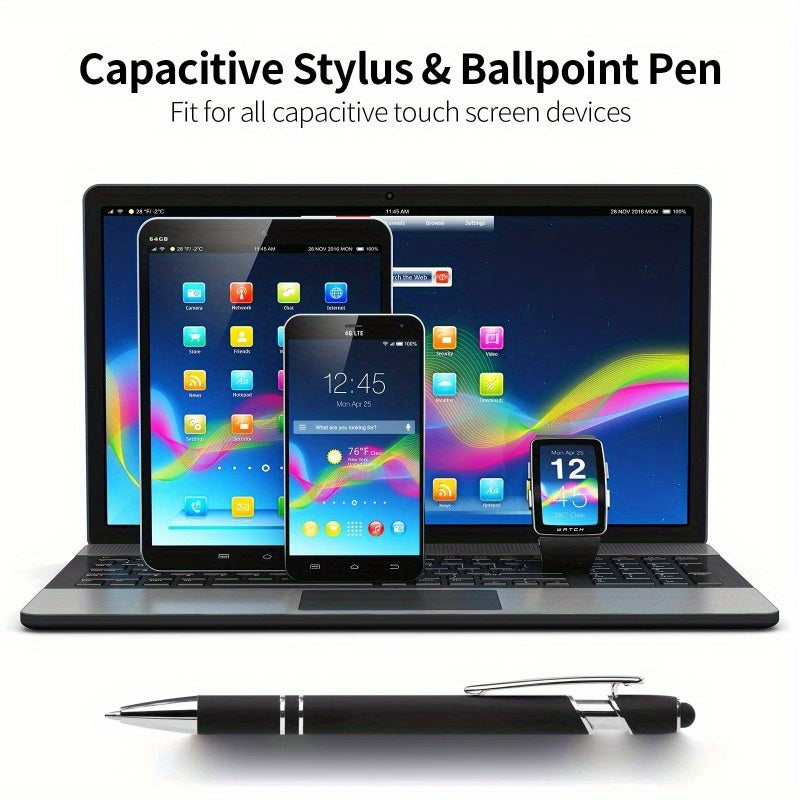 Customizable Metal Ballpoint Pen Set with Stylus - Smooth Writing, Medium Point, Retractable - Ideal for Office, School, Journaling & Art Projects, Available in 8/16/24pcs