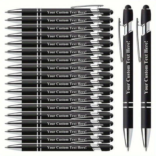 Customizable Metal Ballpoint Pen Set with Stylus - Smooth Writing, Medium Point, Retractable - Ideal for Office, School, Journaling & Art Projects, Available in 8/16/24pcs