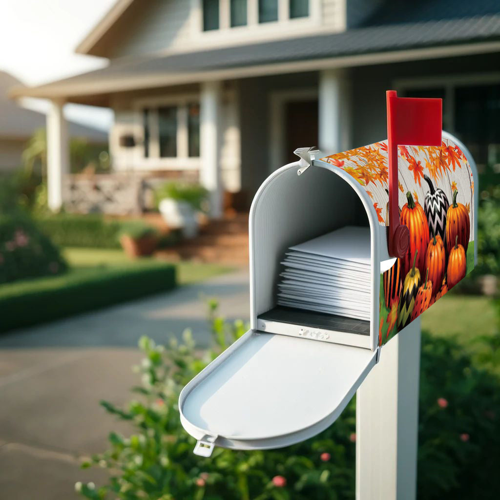 Autumn Charm Magnetic Mailbox Cover - Waterproof Pumpkin & Maple Leaf Design, Standard Size 21X18 Inches