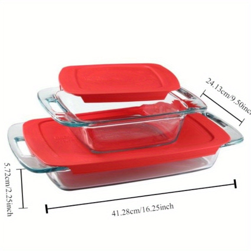 Easy Grab 4-piece Glass Bakeware Set with Red Lids